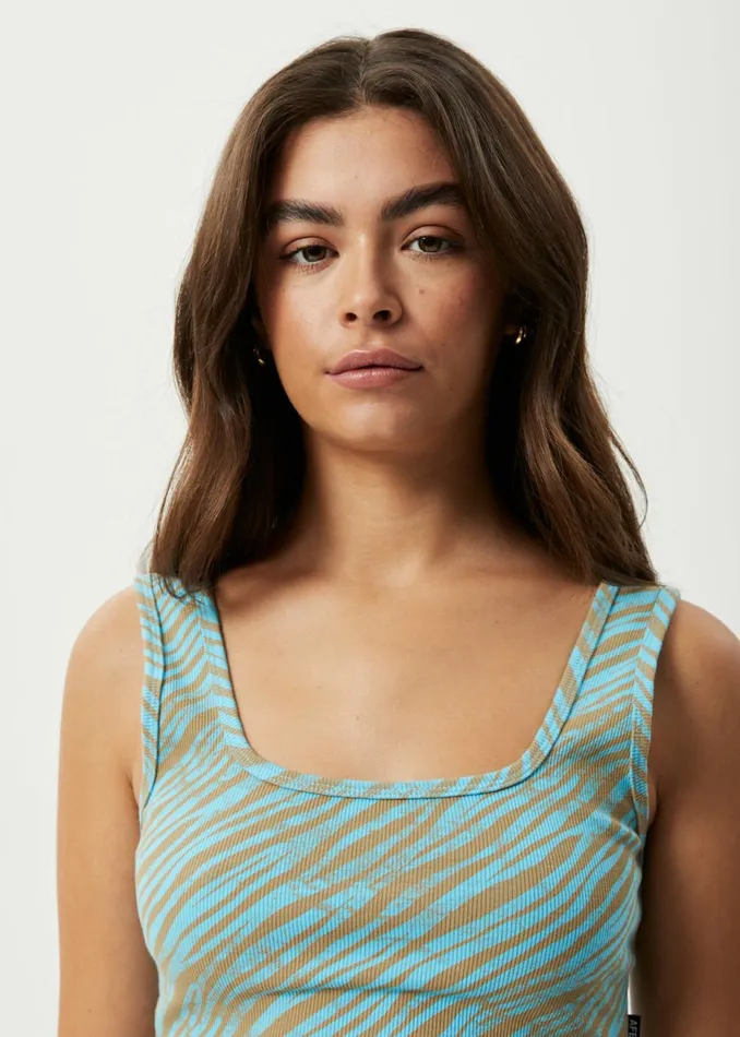 Women Sleeveless Afends AFENDS Womens Adi 8211 Ribbed Sleeveless Top 8211 Blue Stripe