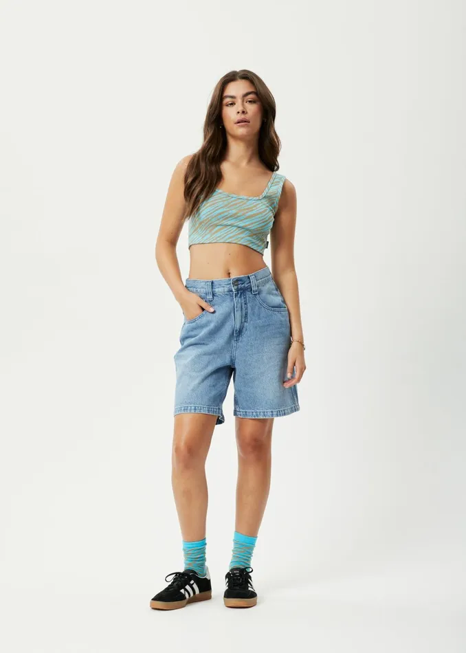 Women Sleeveless Afends AFENDS Womens Adi 8211 Ribbed Sleeveless Top 8211 Blue Stripe