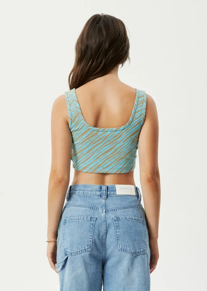 Women Sleeveless Afends AFENDS Womens Adi 8211 Ribbed Sleeveless Top 8211 Blue Stripe