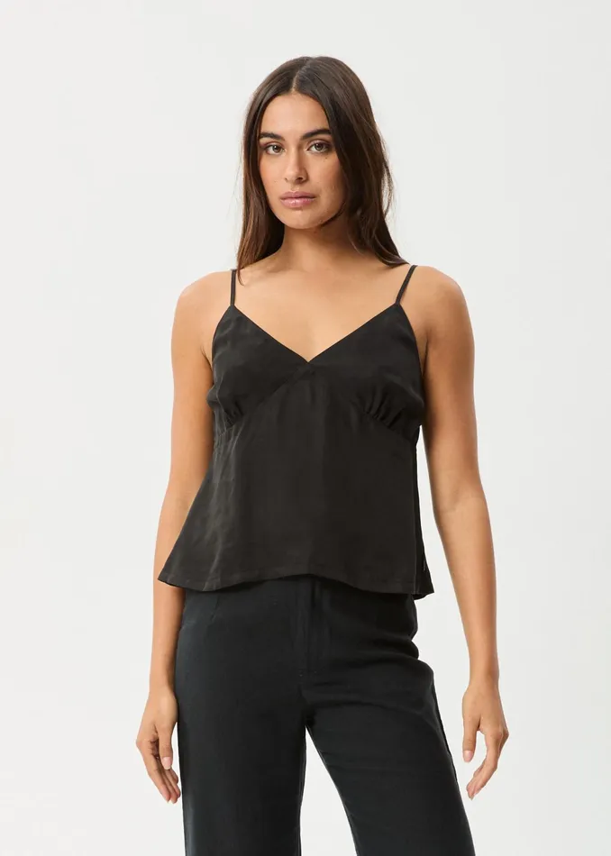 Women Sleeveless Afends AFENDS Womens Gemma 8211 Cupro Cami Top 8211 Black