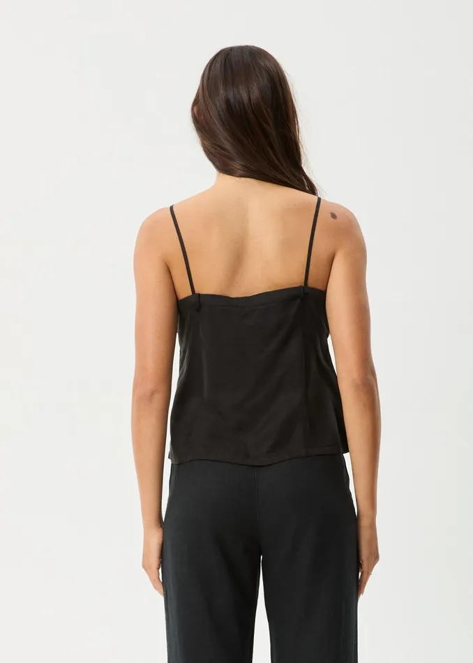 Women Sleeveless Afends AFENDS Womens Gemma 8211 Cupro Cami Top 8211 Black