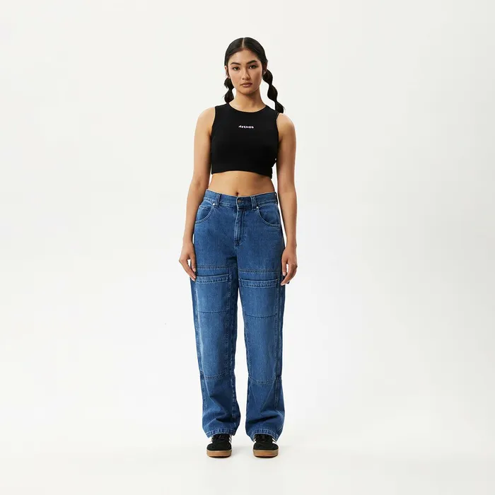 Women Sleeveless Afends AFENDS Womens Lilah 8211 Pointelle Cropped Tank 8211 Black