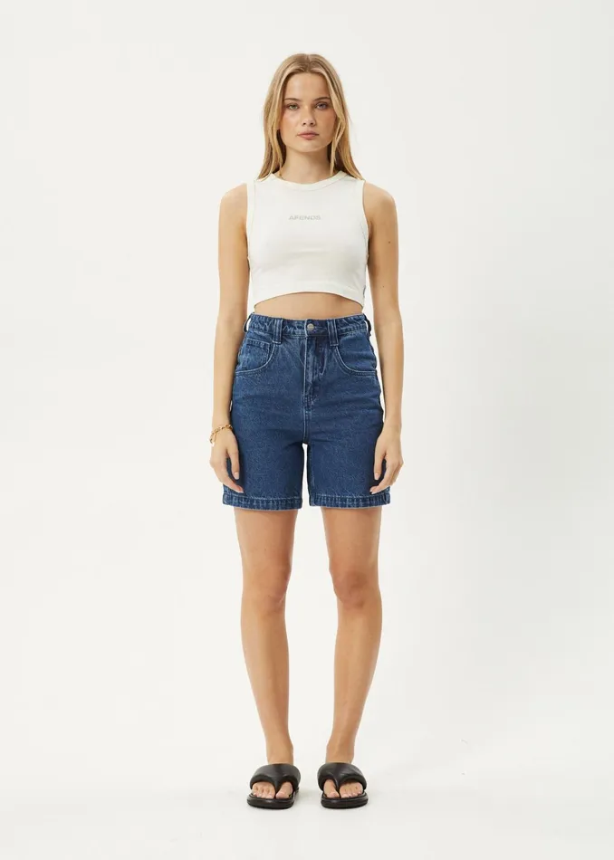 Women Sleeveless Afends AFENDS Womens Orchid 8211 Cropped Singlet 8211 Off White