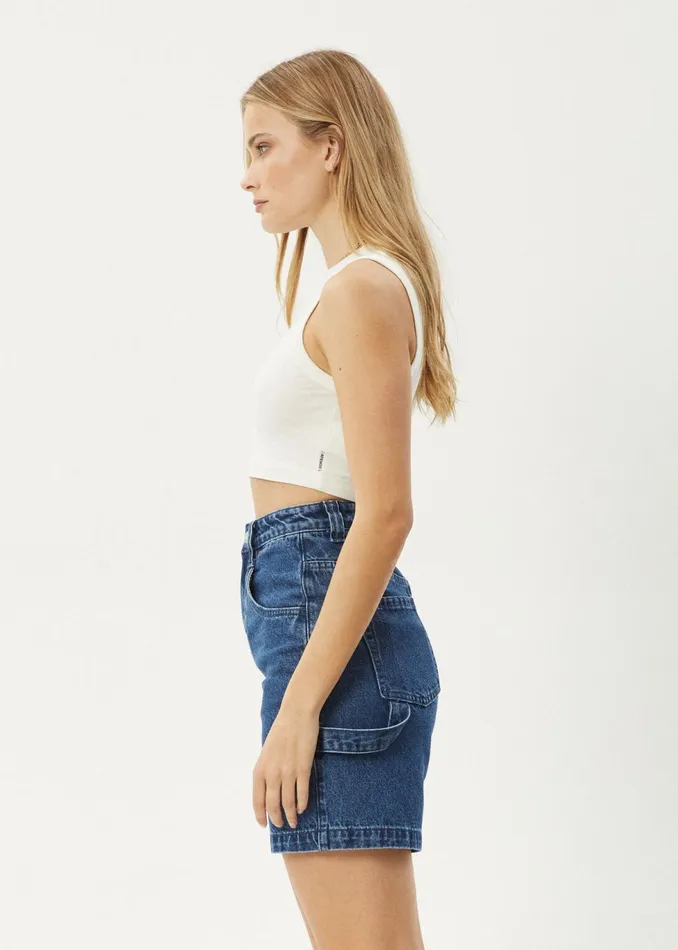 Women Sleeveless Afends AFENDS Womens Orchid 8211 Cropped Singlet 8211 Off White