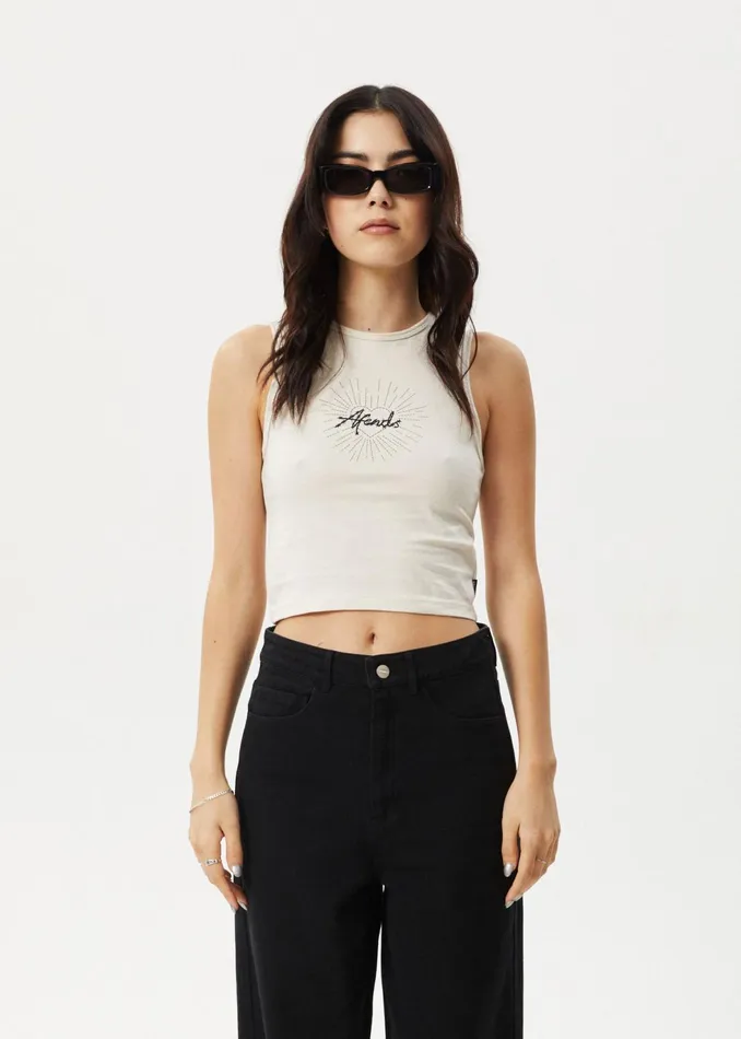 Women Sleeveless Afends AFENDS Womens Pulse 8211 Tank Top 8211 Moonbeam