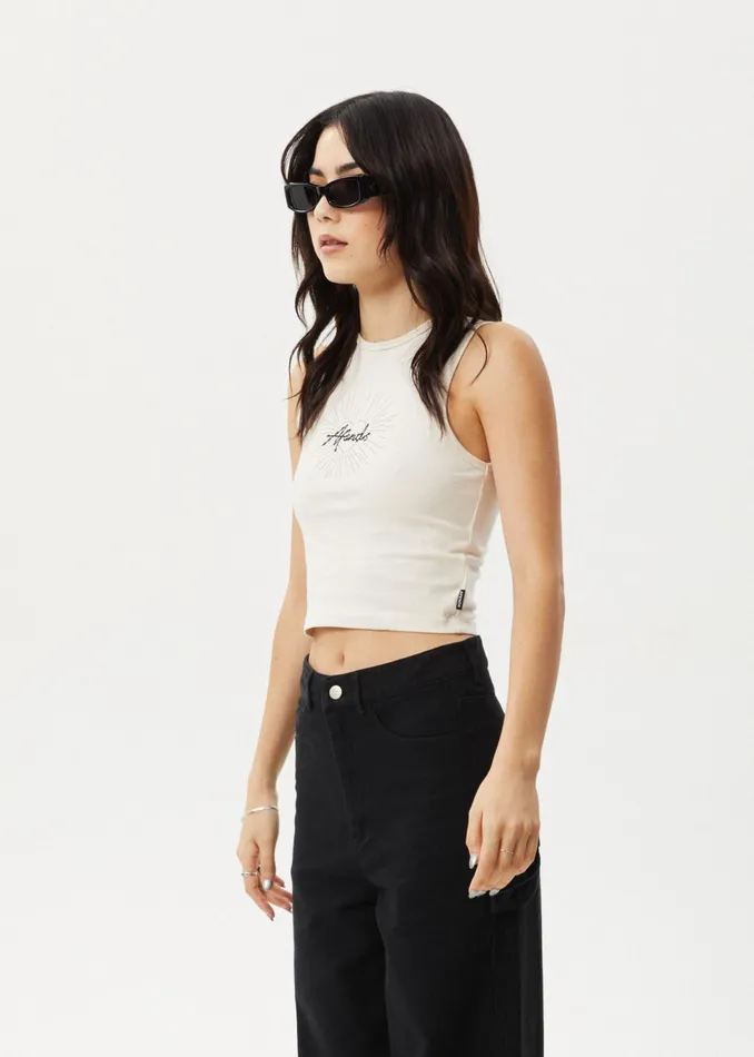 Women Sleeveless Afends AFENDS Womens Pulse 8211 Tank Top 8211 Moonbeam