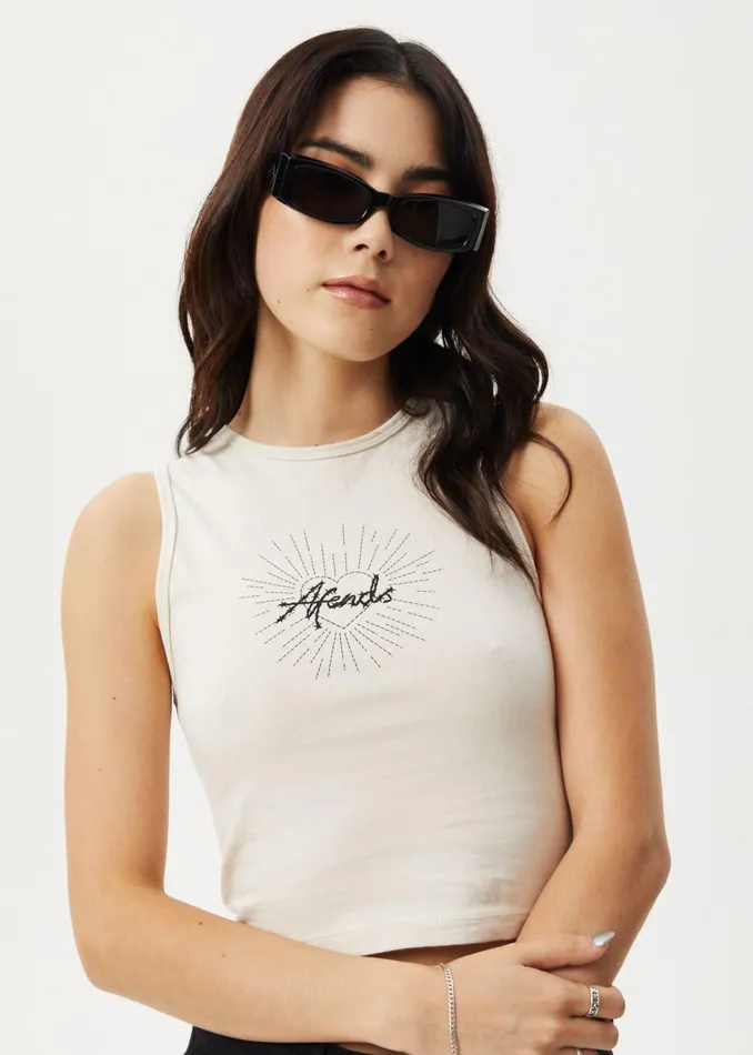 Women Sleeveless Afends AFENDS Womens Pulse 8211 Tank Top 8211 Moonbeam