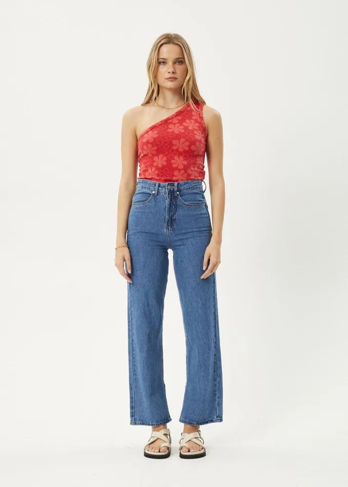 Women Sleeveless Afends AFENDS Womens Valerie 8211 One Shoulder Top 8211 Tomato