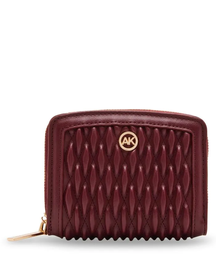 Women Small Ruched Quilted Wallet Bordeaux Anne Klein Wallets and Wristlets