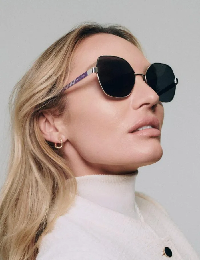 Women Sophisticated Butterfly Sunglasses Silver Anne Klein Sunglasses
