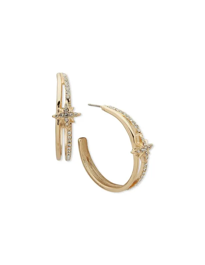 Women Star Motif Hoop Earring Anne Klein Pierced Earrings