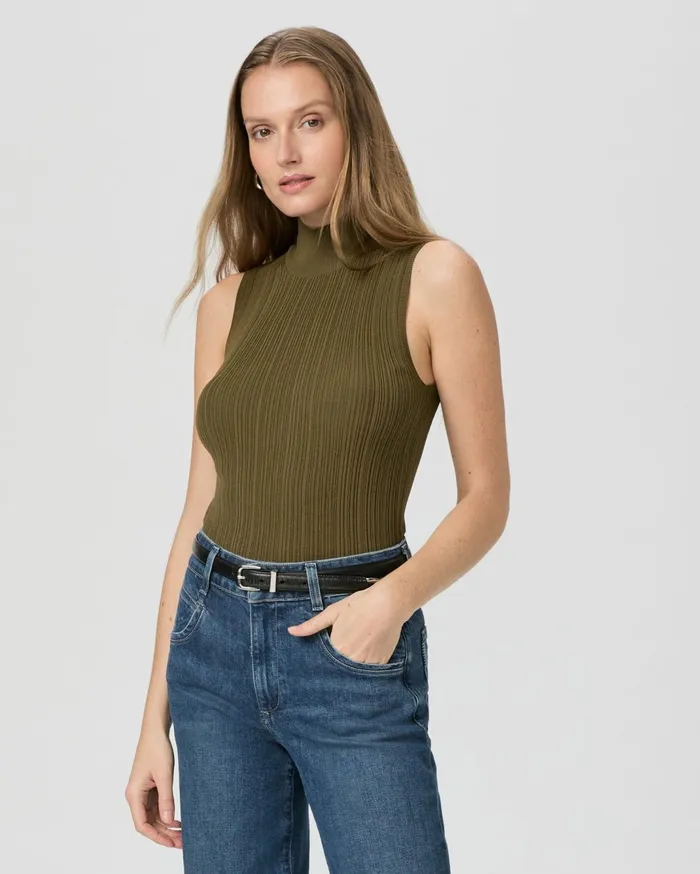 Women Sweaters and Sweatshirts PAIGE Brin Sweater Tank 8211 Spanish Moss