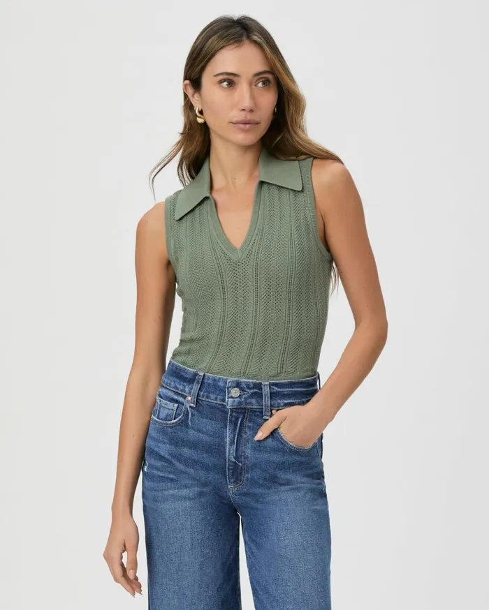Women Sweaters and Sweatshirts PAIGE Rossana Sweater Tank 8211 Aloe