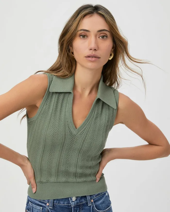 Women Sweaters and Sweatshirts PAIGE Rossana Sweater Tank 8211 Aloe