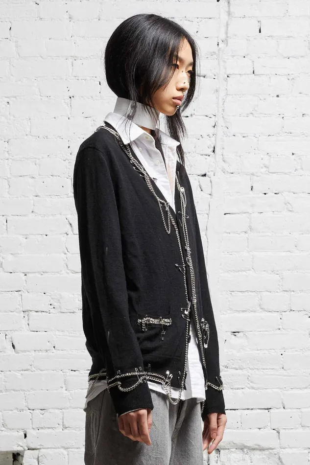 Women Sweaters R13 Chain Embellished Cardigan 8211 Black