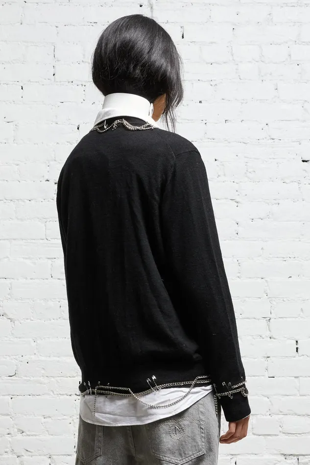 Women Sweaters R13 Chain Embellished Cardigan 8211 Black