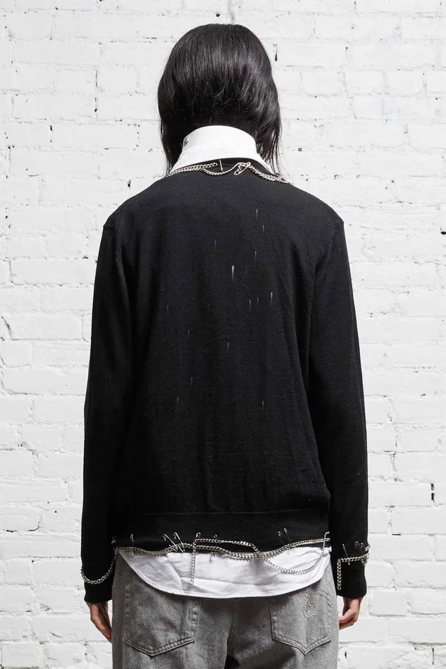 Women Sweaters R13 Chain Embellished Cardigan 8211 Black