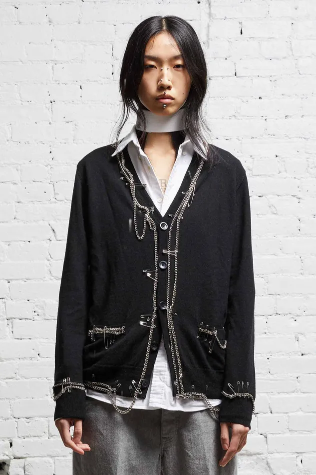 Women Sweaters R13 Chain Embellished Cardigan 8211 Black