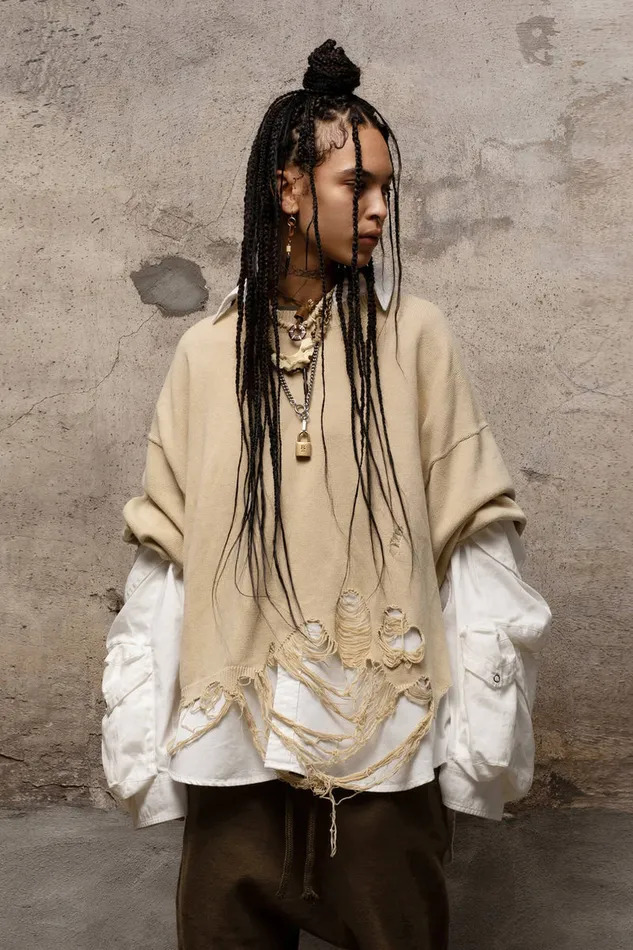 Women Sweaters R13 Destroyed Oversized Pullover 8211 Khaki