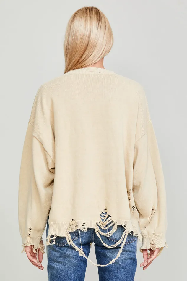 Women Sweaters R13 Destroyed Oversized Pullover 8211 Khaki