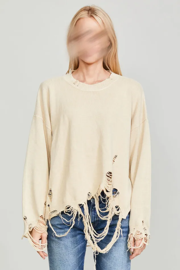 Women Sweaters R13 Destroyed Oversized Pullover 8211 Khaki