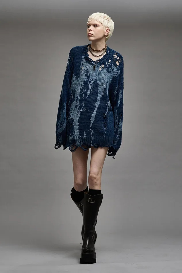 Women Sweaters R13 Oversized Sweater 8211 Blue Splatter
