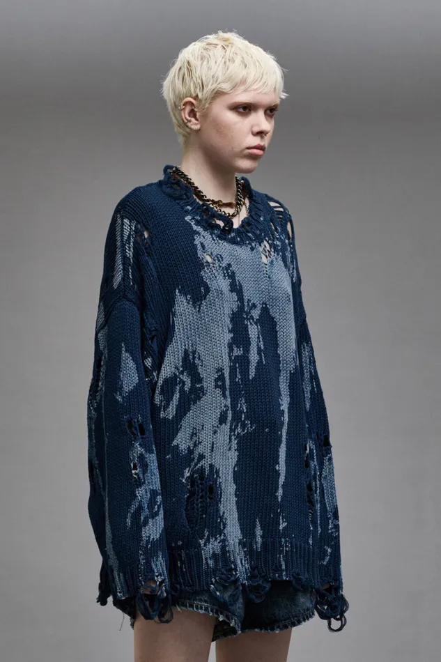Women Sweaters R13 Oversized Sweater 8211 Blue Splatter