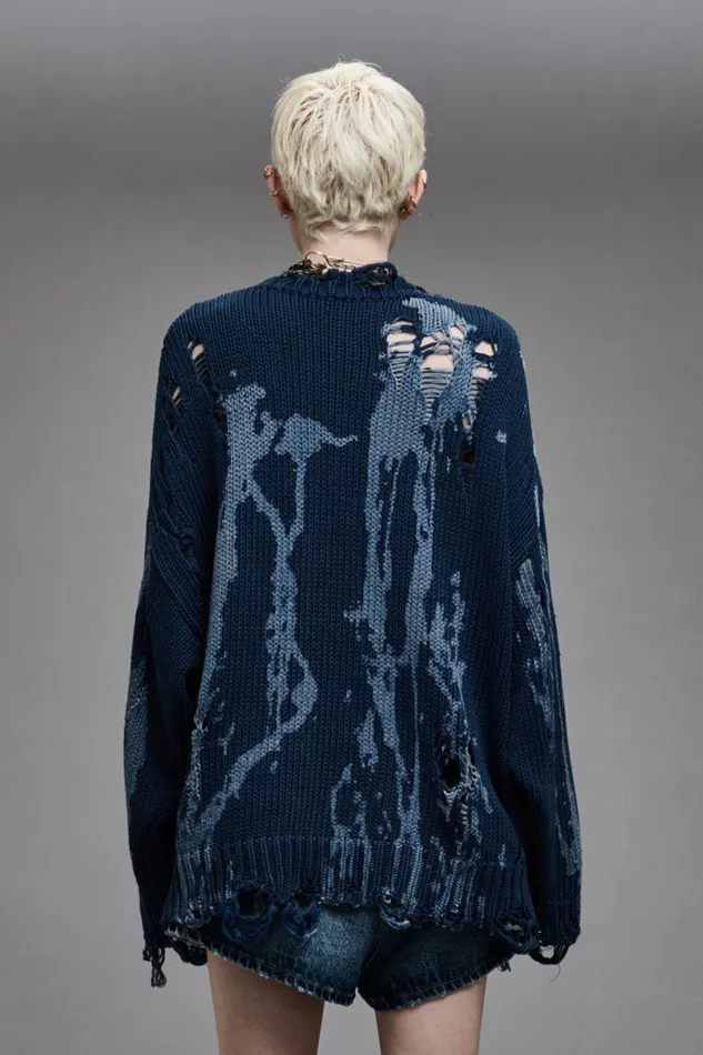 Women Sweaters R13 Oversized Sweater 8211 Blue Splatter