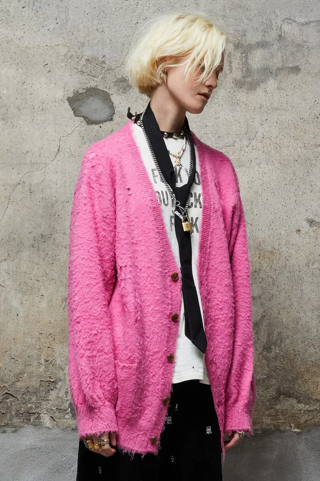 Women Sweaters R13 Shaggy Oversized Distressed Edge Cardigan 8211 Pink