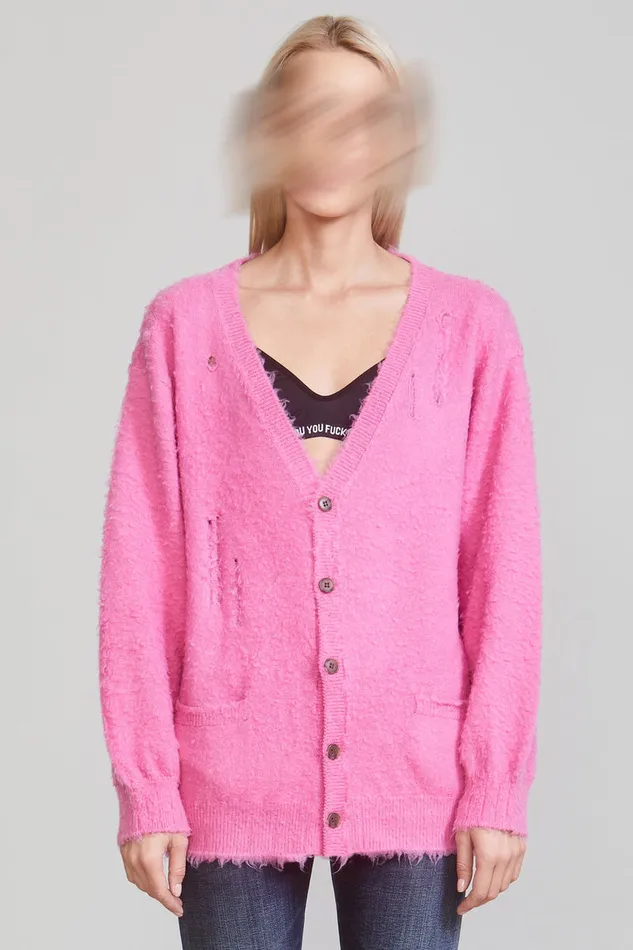 Women Sweaters R13 Shaggy Oversized Distressed Edge Cardigan 8211 Pink
