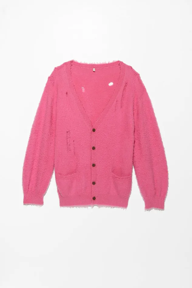 Women Sweaters R13 Shaggy Oversized Distressed Edge Cardigan 8211 Pink