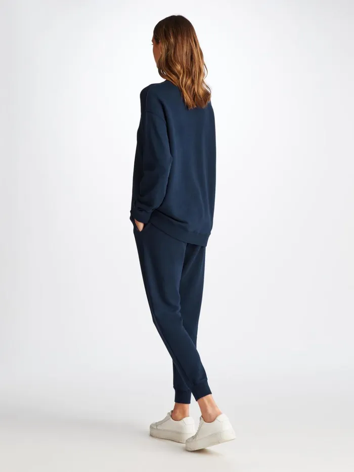 Women Sweatpants Quinn Cotton Modal Stretch Navy Derek Rose Casual Pants