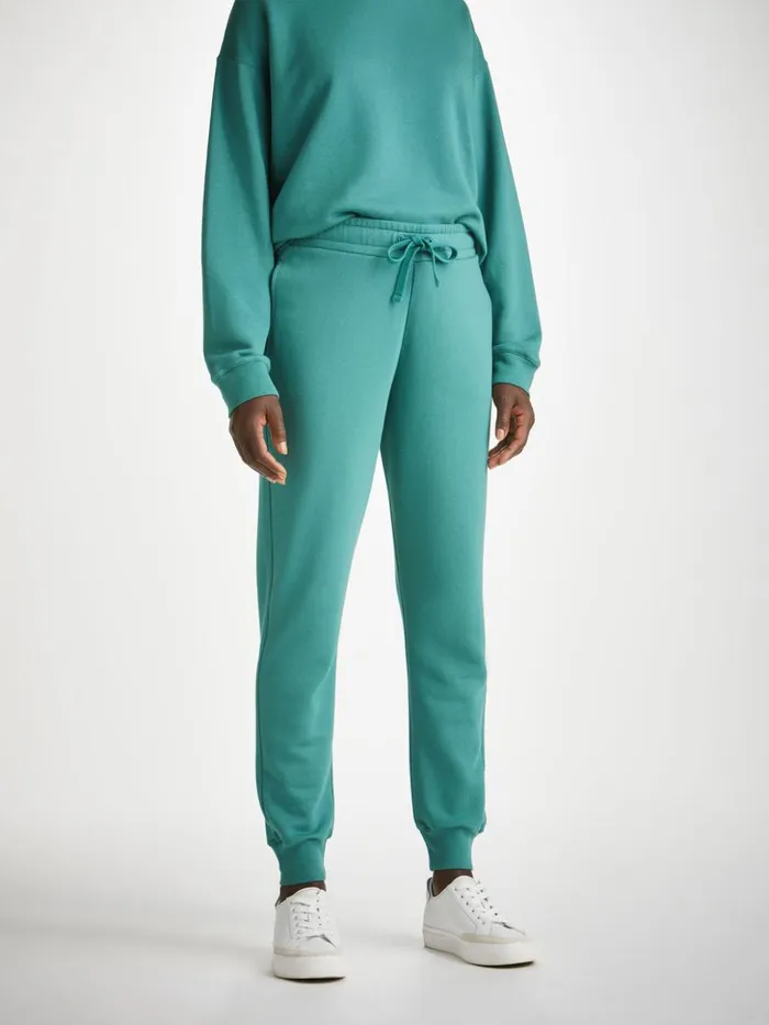 Women Sweatpants Quinn Cotton Modal Stretch Teal Derek Rose Casual Pants