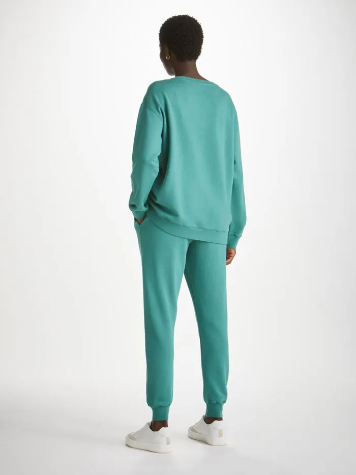 Women Sweatpants Quinn Cotton Modal Stretch Teal Derek Rose Casual Pants