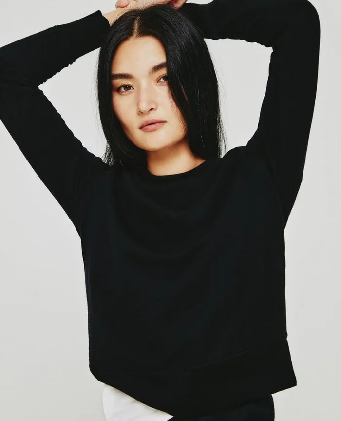 Women Sweatshirts AG Jeans Nova Crew True Black Women Sweatshirts AG Jeans Nova Crew True Black