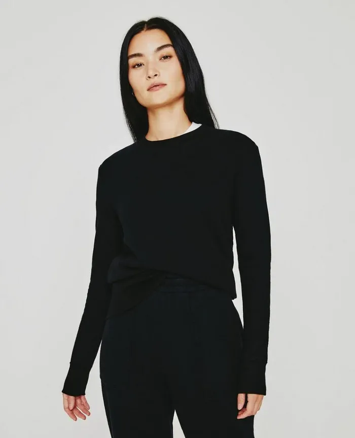 Women Sweatshirts AG Jeans Nova Crew True Black Women Sweatshirts AG Jeans Nova Crew True Black
