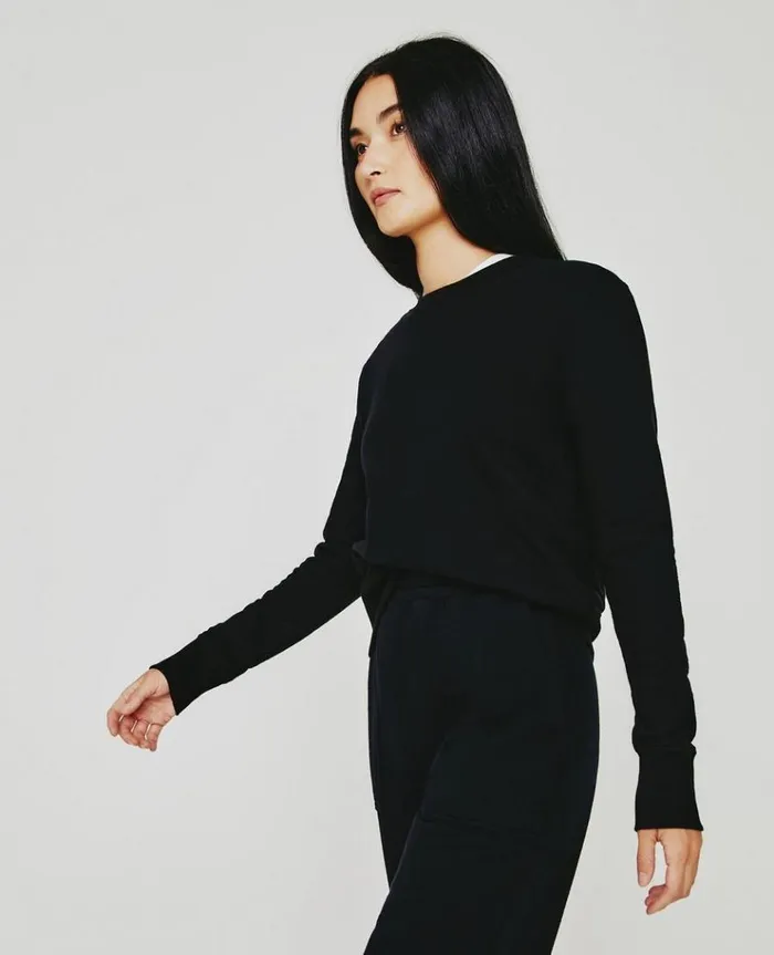 Women Sweatshirts AG Jeans Nova Crew True Black Women Sweatshirts AG Jeans Nova Crew True Black
