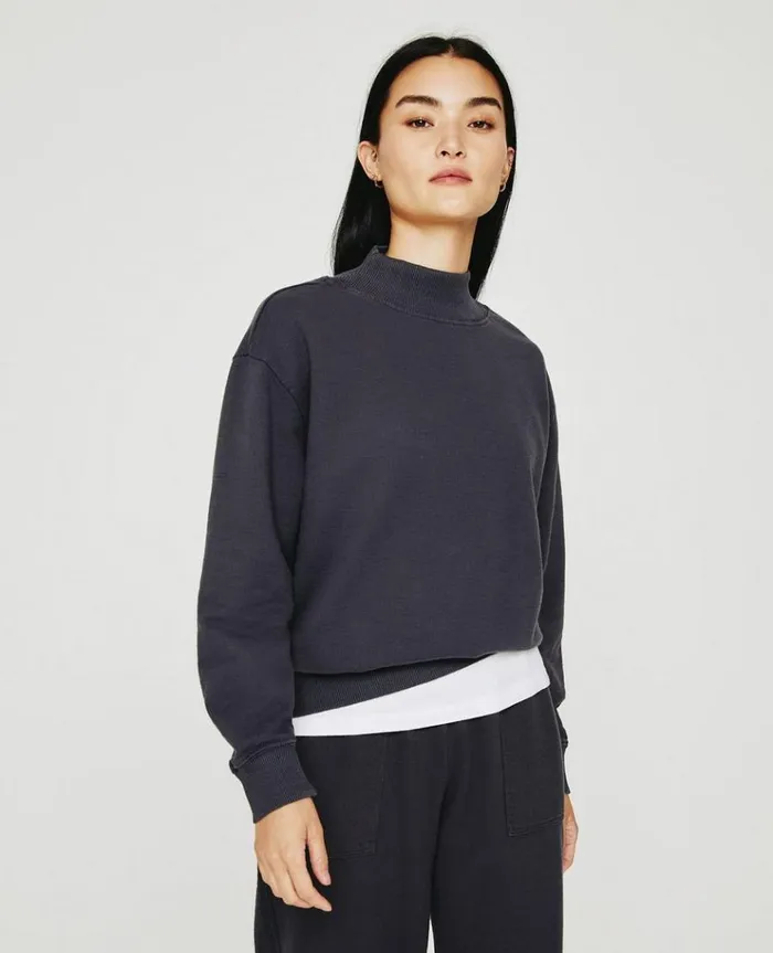 Women Sweatshirts AG Jeans Nova Mock Ink Stone