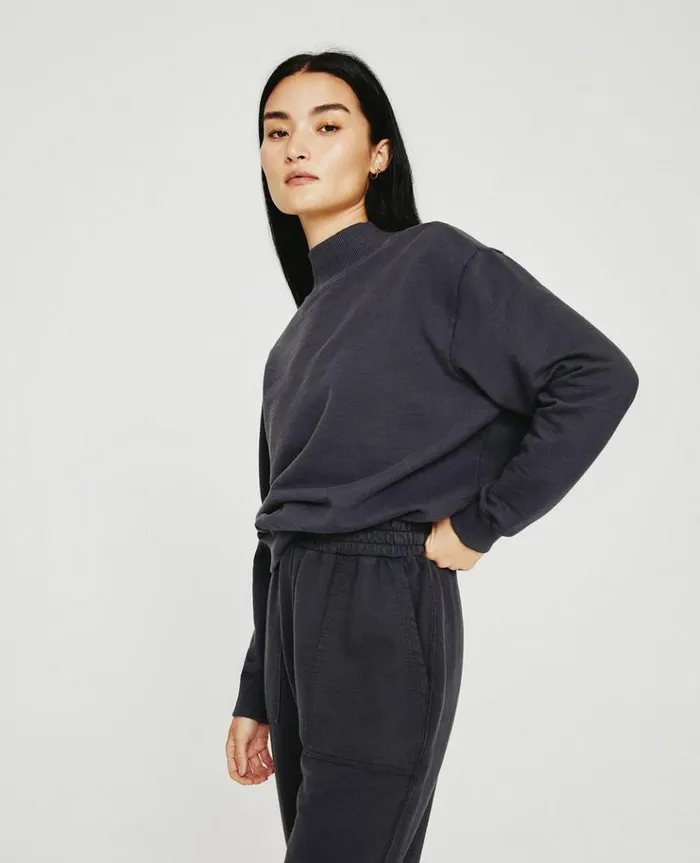 Women Sweatshirts AG Jeans Nova Mock Ink Stone Women Sweatshirts AG Jeans Nova Mock Ink Stone