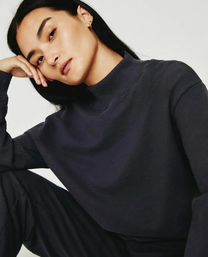 Women Sweatshirts AG Jeans Nova Mock Ink Stone Women Sweatshirts AG Jeans Nova Mock Ink Stone