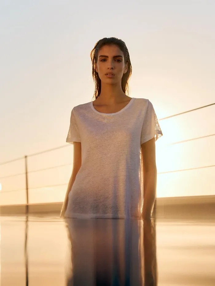 Women TShirt Jordan Linen White Derek Rose Short Sleeve TShirts