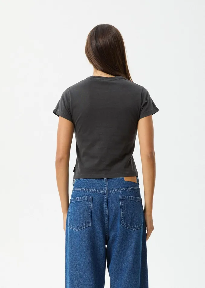 Women TShirts Afends AFENDS Womens Keyhole 8211 Baby Tee 8211 Stone Black