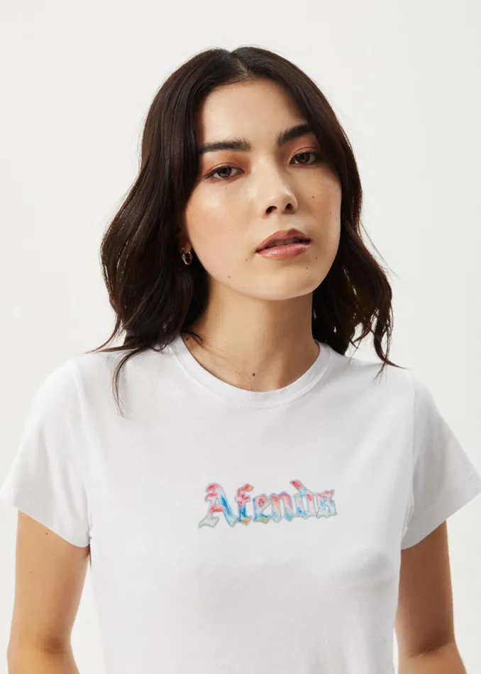 Women TShirts Afends AFENDS Womens Nirvana 8211 Baby Tee 8211 White