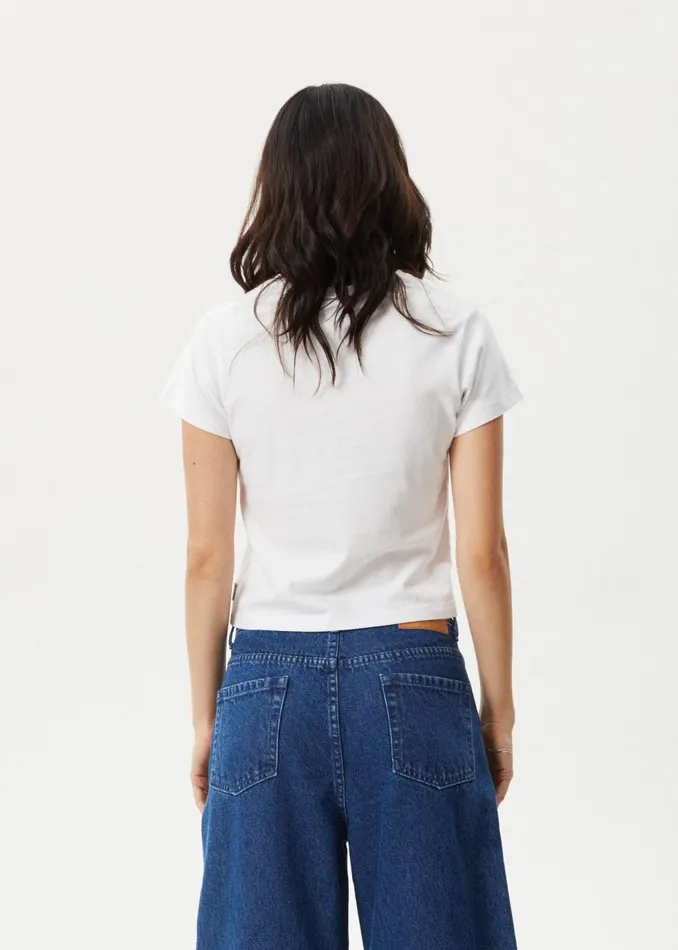Women TShirts Afends AFENDS Womens Nirvana 8211 Baby Tee 8211 White
