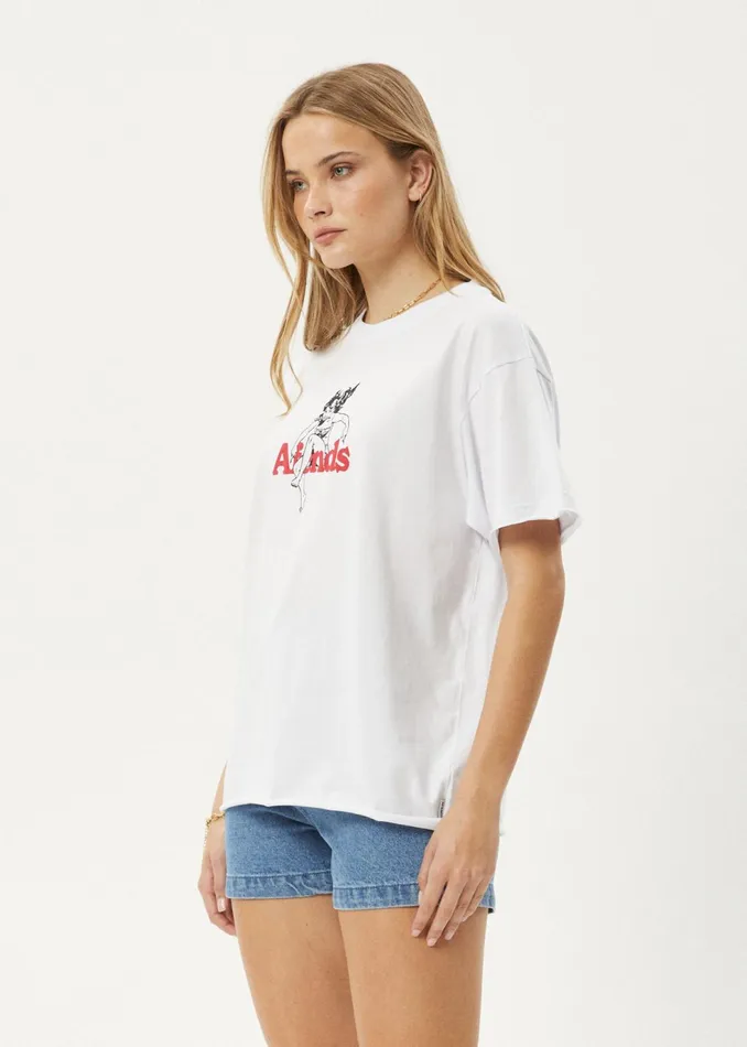 Women TShirts Afends AFENDS Womens No Fury 8211 Oversized Tee 8211 White