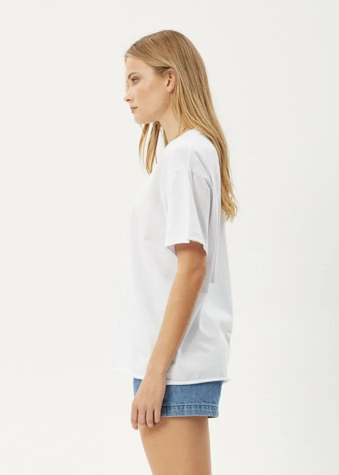 Women TShirts Afends AFENDS Womens No Fury 8211 Oversized Tee 8211 White