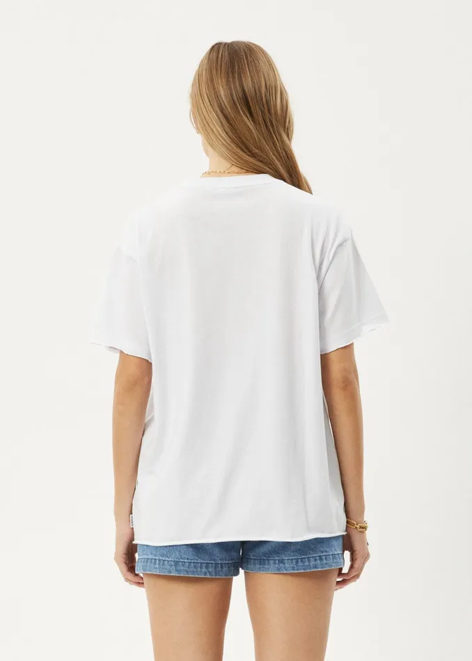 Women TShirts Afends AFENDS Womens No Fury 8211 Oversized Tee 8211 White