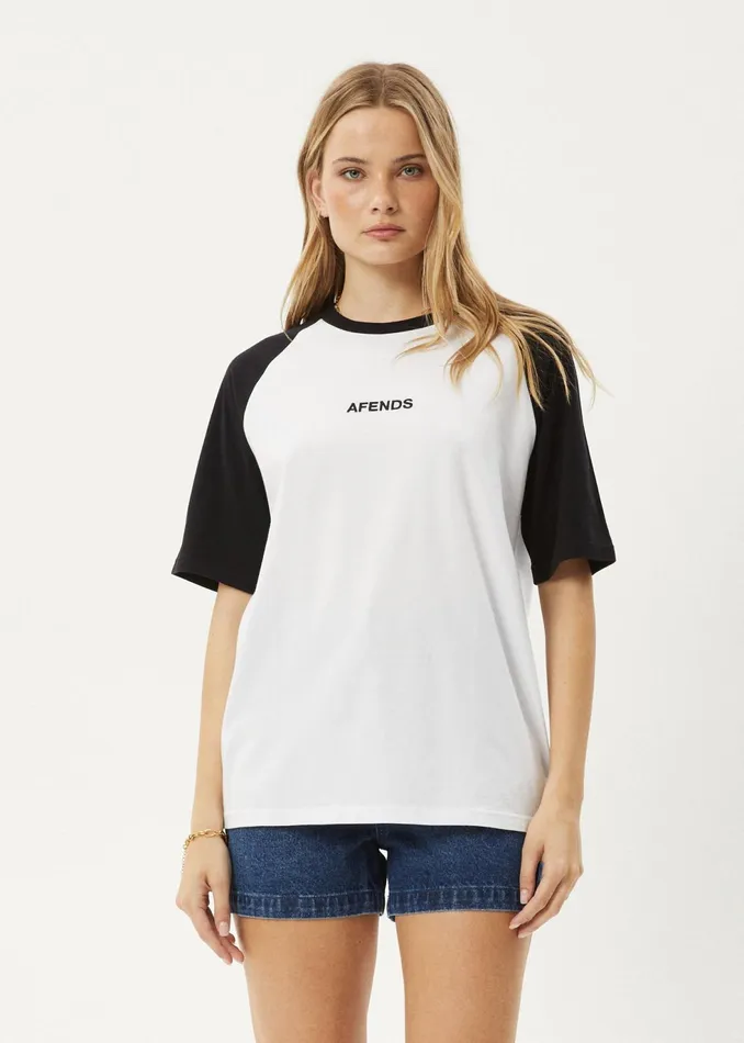 Women TShirts Afends AFENDS Womens Ryan 8211 Oversized Raglan Tee 8211 Black