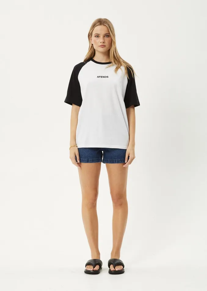 Women TShirts Afends AFENDS Womens Ryan 8211 Oversized Raglan Tee 8211 Black