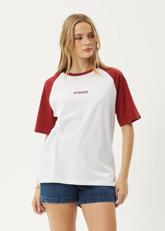 Women TShirts Afends AFENDS Womens Ryan 8211 Oversized Raglan Tee 8211 Ketchup